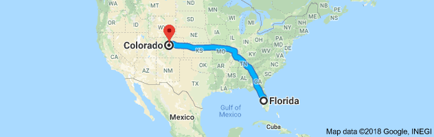 Florida to Colorado Auto Transport Route