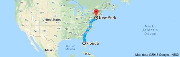 Florida to New York Auto Transport Route